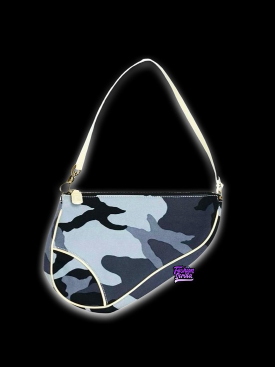 Dior Handbags - Vintage Dior Blue Camouflage Y2K John Galliano Mini Saddle Handbag